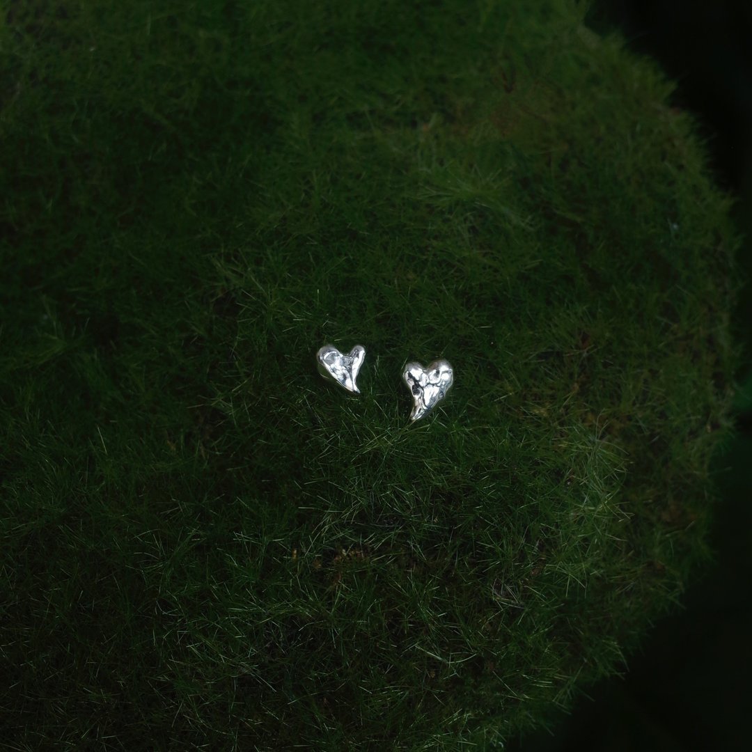 Hearts earring 双心耳环 - 耳环/耳夹 - 纯银 银色
