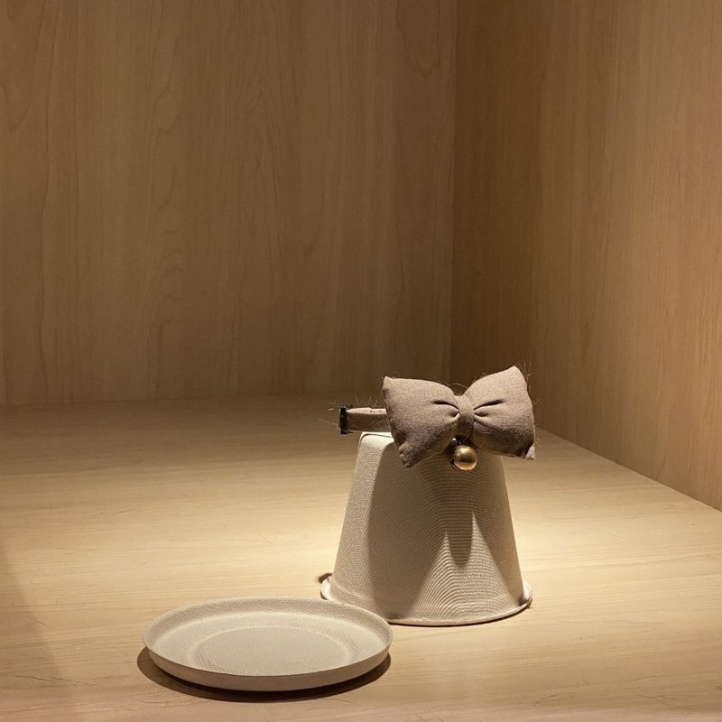 简约手工定制猫咪项圈 | Dark Brown Bow Cat Collar - 项圈/牵绳 - 棉．麻 咖啡色
