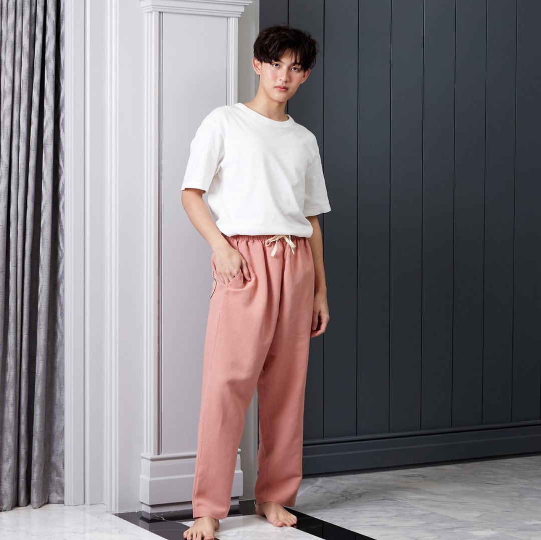 Linen Pants - 居家服/睡衣 - 棉 粉红色