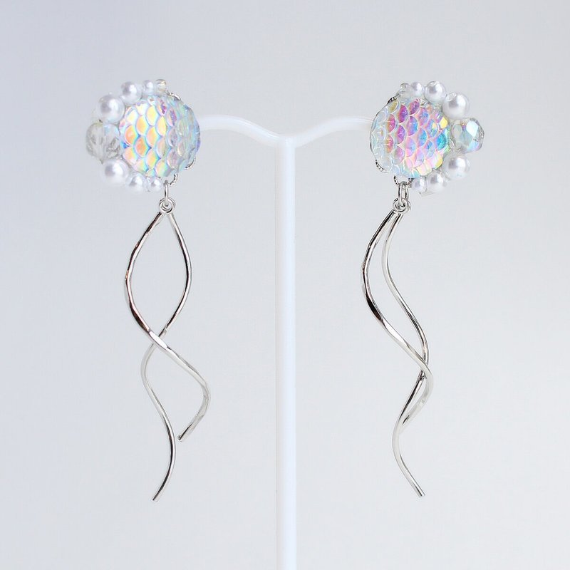 人鱼公主的鳞片耳夹 / 极光色 - 耳环/耳夹 - 压克力 透明