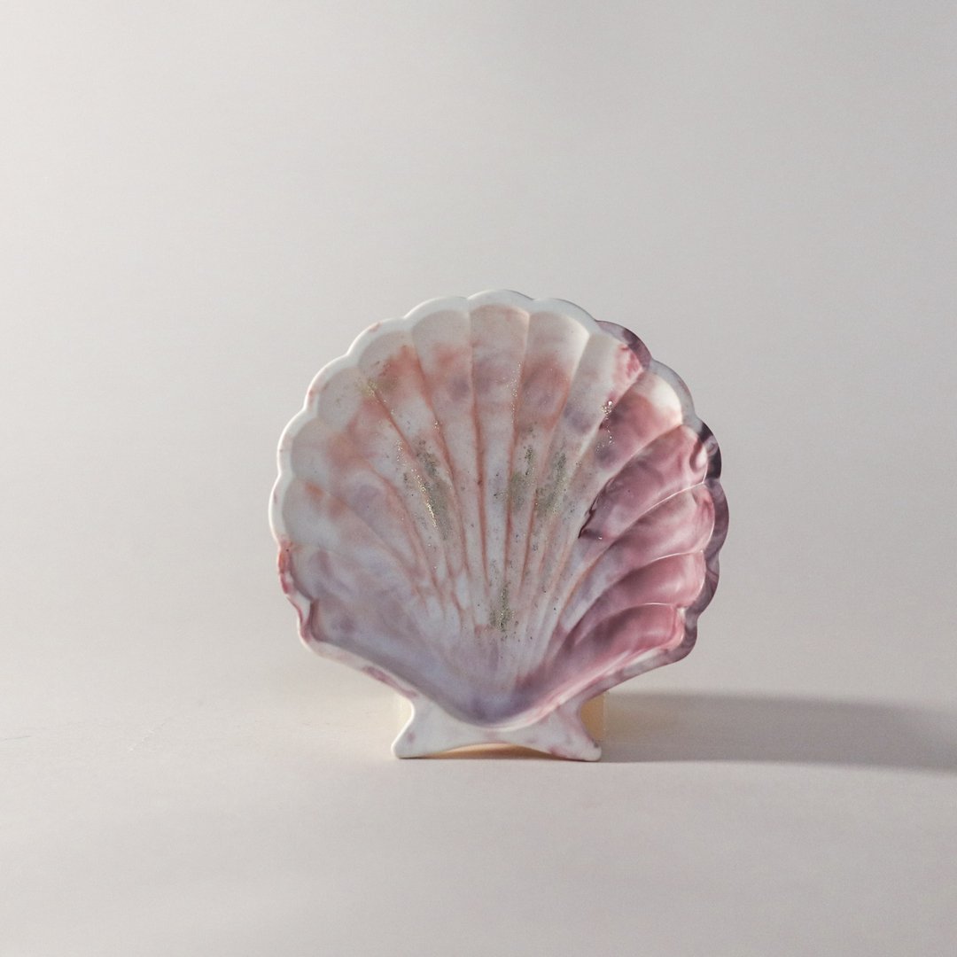 Jesmonite英国矿石树脂/饰品盘 - 金箔艺术少女贝壳盘 - 耳环/耳夹 - 环保材料 