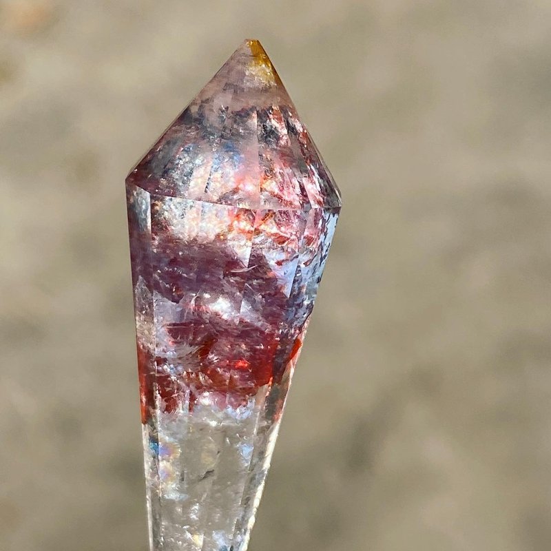 【Lost and find】 异像 彩虹 锦鲤水晶 红铁矿 项链 1T105 - 项链 - 宝石 红色