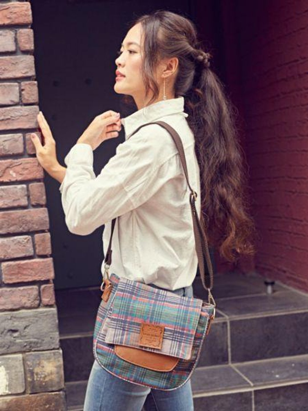 Retro Plaid Pattern Shoulder Bag - 手提包/手提袋 - 其他材质 