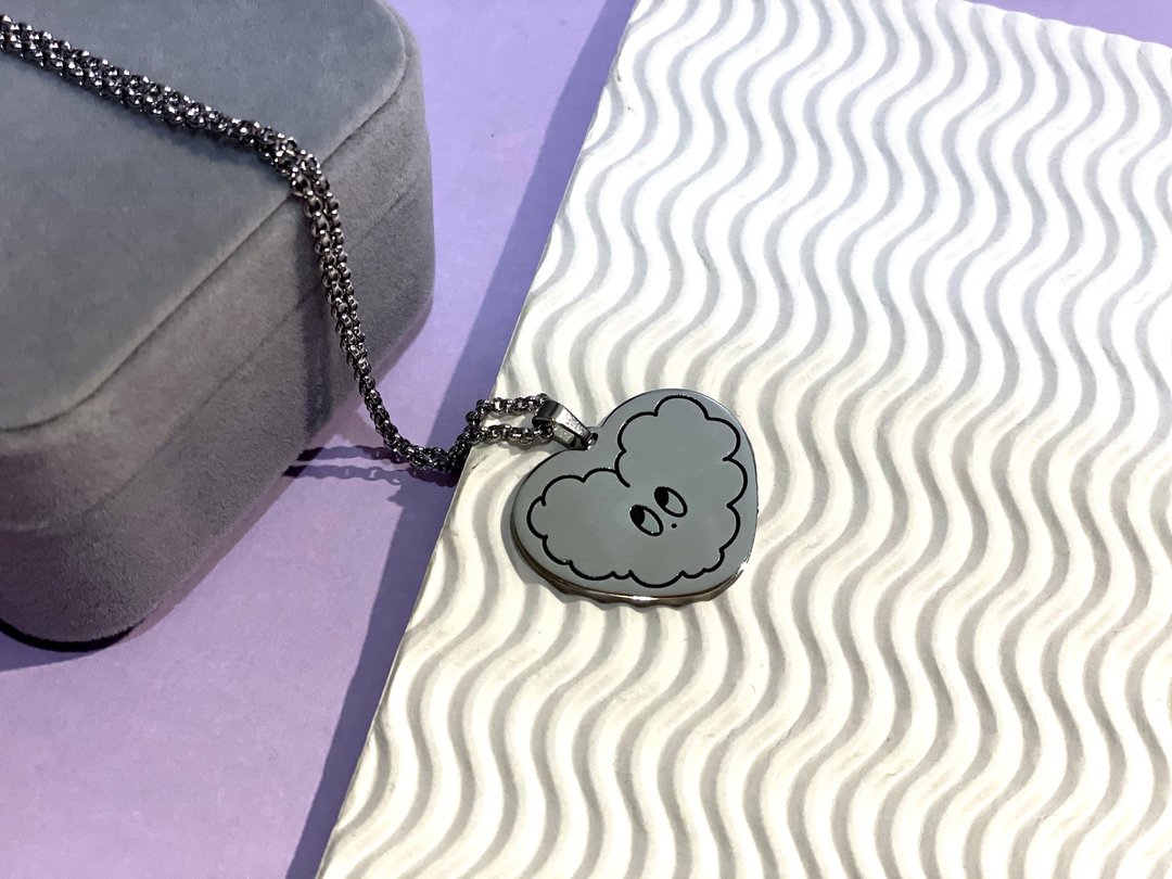 LLCXY love necklace 紫色毛毛项链 - 项链 - 不锈钢 银色