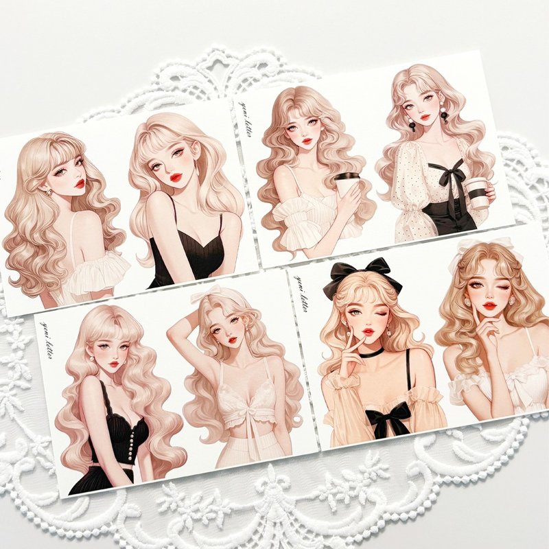 时髦女孩纸 - 便条纸/标签贴 - 纸 多色