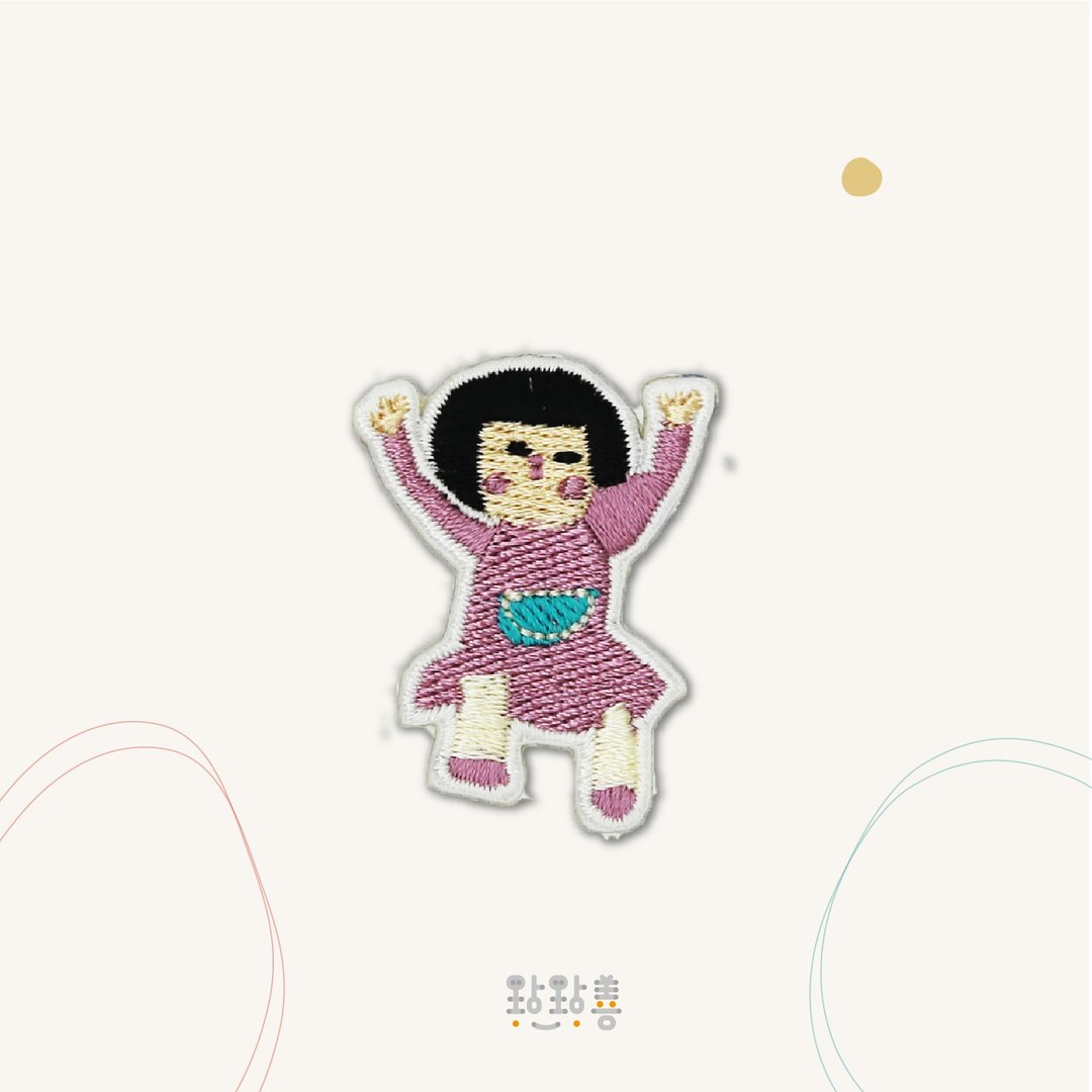 童趣刺绣贴-阿莫 - 徽章/别针 - 绣线 紫色