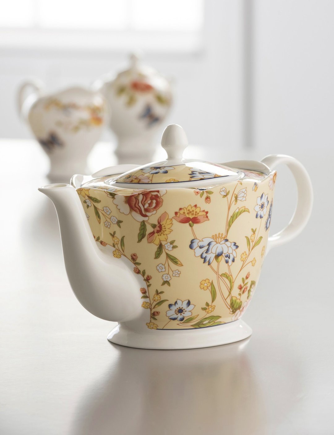 【惜福微瑕品 6 折】英国 Aynsley 小屋花园系列 陶瓷茶壶 1000ml - 茶具/茶杯 - 瓷 黄色