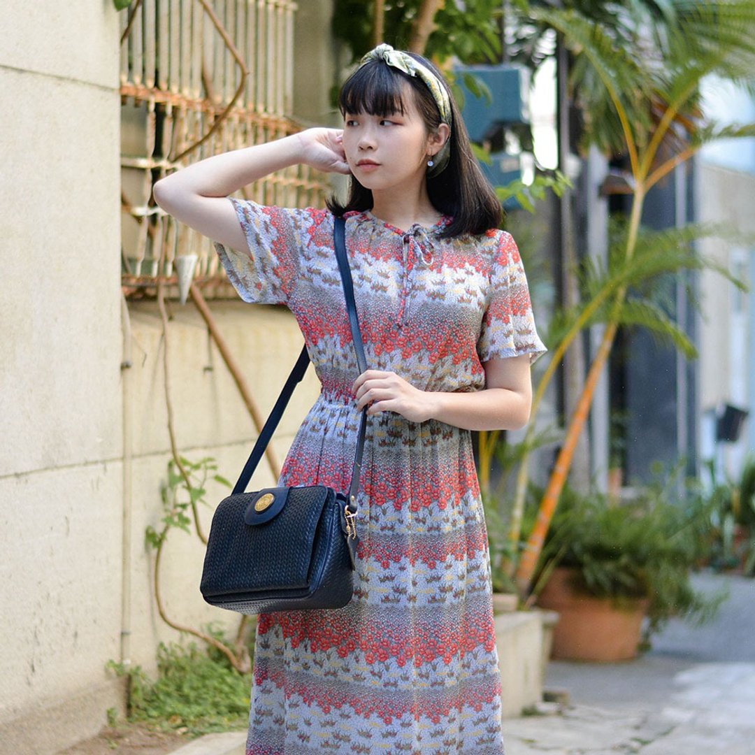 春野 |  日本古着短袖洋服 - 洋装/连衣裙 - 其他材质 
