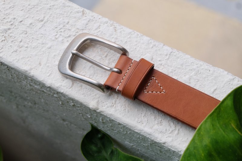 HiroLeatherworks 全手缝意大利植鞣皮带 日本制黄铜皮带头 - 皮带/腰带 - 真皮 卡其色