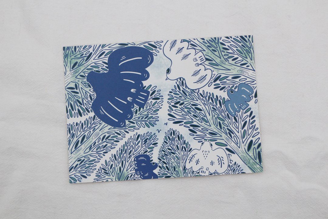 【明信片】梦幻鸟系列 2 插画明信片 - 卡片/明信片 - 纸 多色