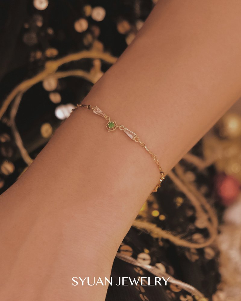 Tinker Bell小精灵— 绿锆石手链生日 情人节礼物 - 手链/手环 - 其他金属 