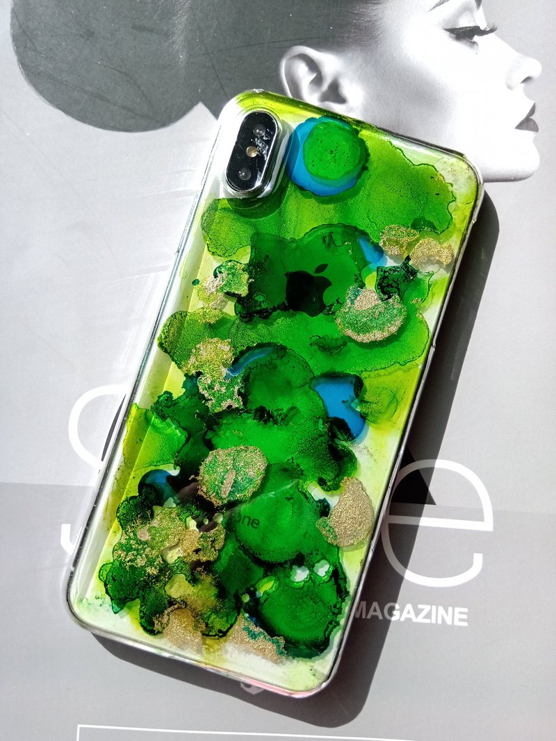 Annys workshop手作押花手机保护壳,iPhone XS Max, 流金岁月 - 手机壳/手机套 - 压克力 绿色