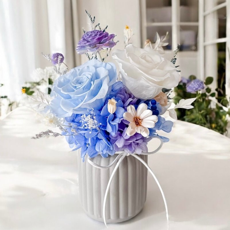 夏日圣托里尼梦幻岛永生花礼 (赠送5ml香氛油) - 干燥花/捧花 - 植物．花 蓝色