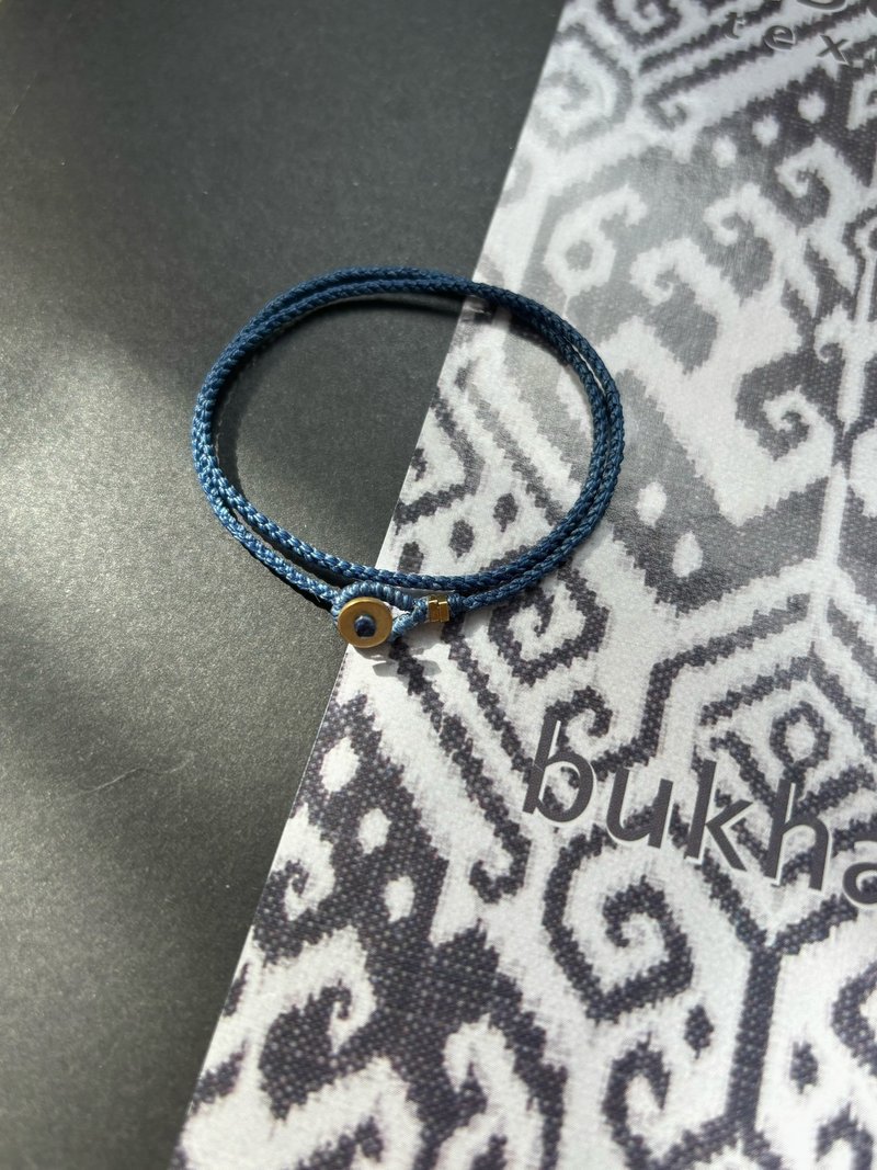 Midjill原创新品 冷淡风牛仔蓝中性简约铜元素双层手工编织手绳 - 手链/手环 - 其他材质 