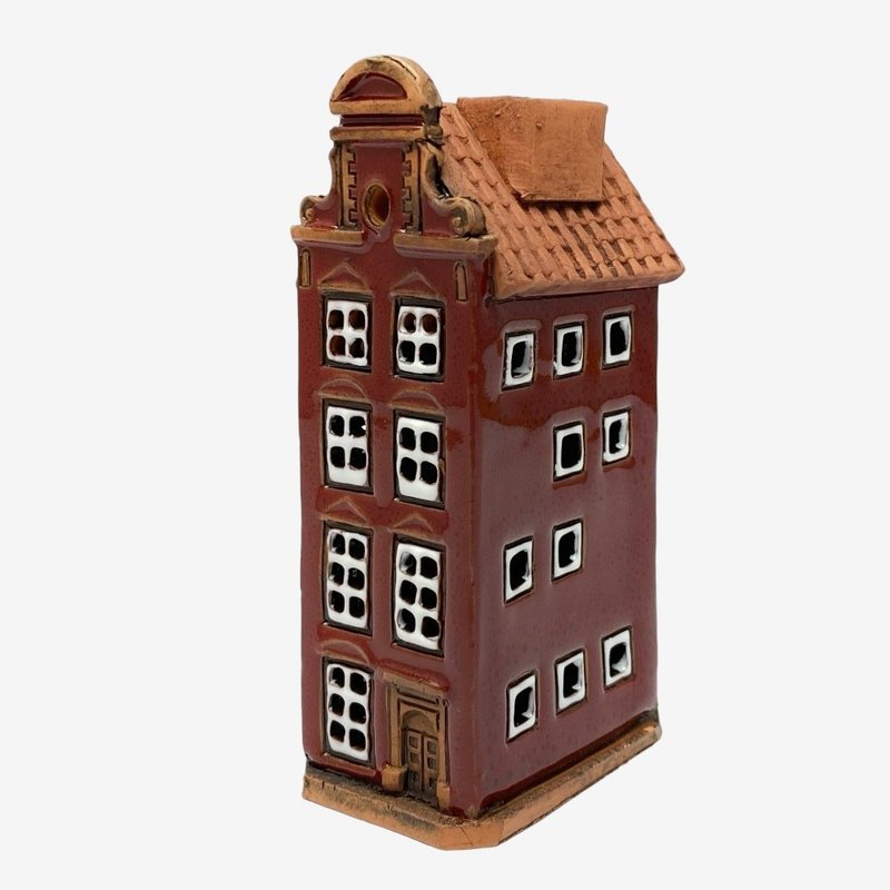 SOLO欧洲家居-手工陶瓷小屋 烛台 9cm 迷你 波兰系列 - 蜡烛/烛台 - 陶 红色