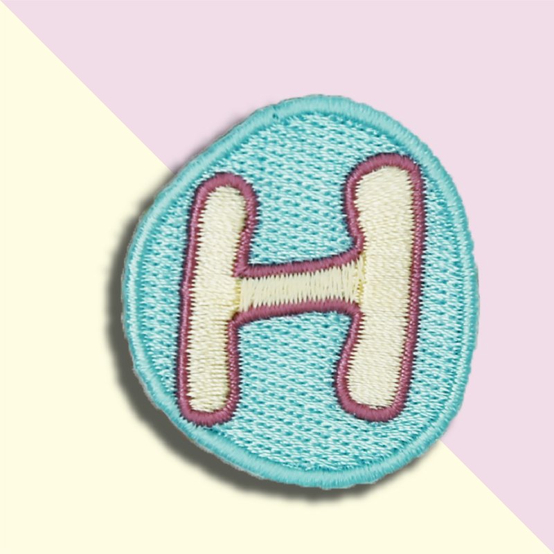 童趣刺绣贴-H - 徽章/别针 - 绣线 蓝色