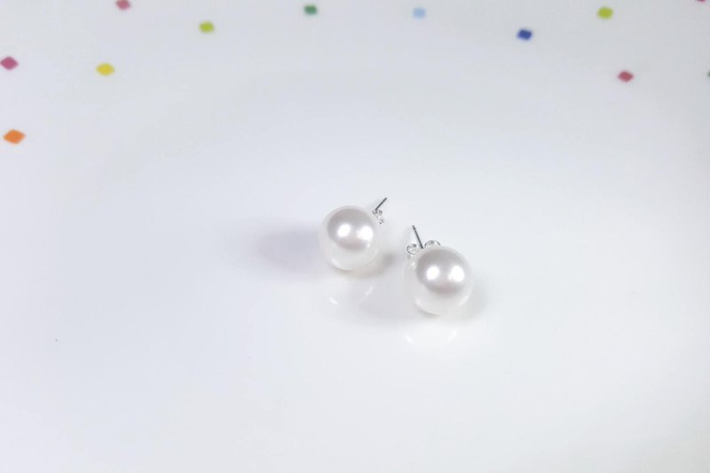 //泡泡糖// 纯银 施华洛世奇 水晶珍珠 耳环 - 耳环/耳夹 - 其他金属 白色