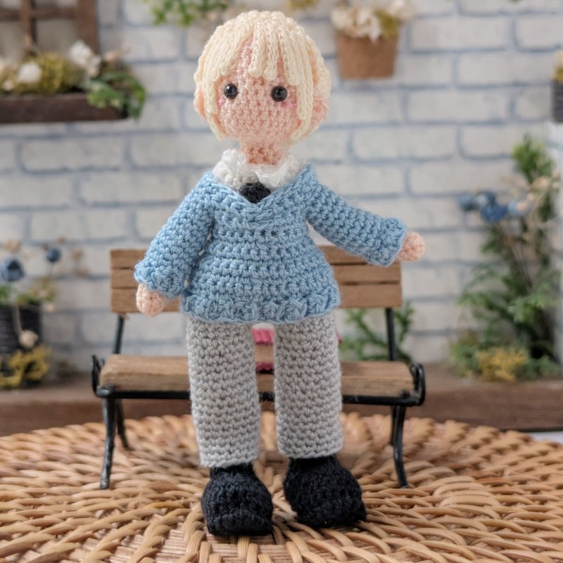 钩针娃娃/ amigurumi /钥匙链/校服/玩偶【接单订制】 - 玩偶/公仔 - 聚酯纤维 蓝色