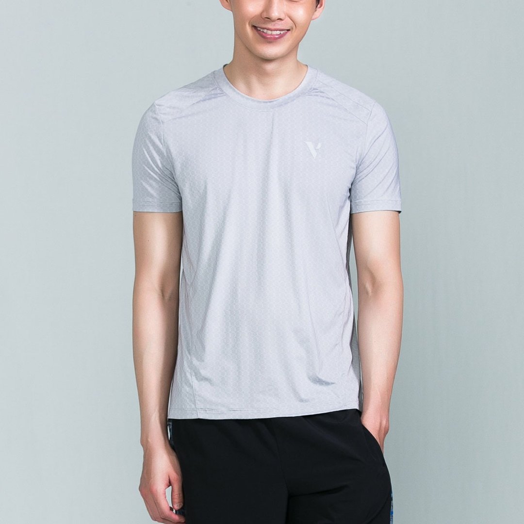 男Elite Runner Ultra Cool T恤-浅灰 - 男装上衣/T 恤 - 聚酯纤维 灰色
