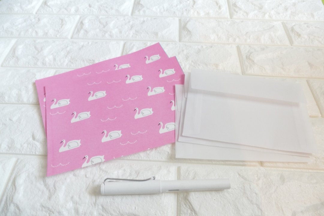 Letter Set Swan Boat Pink - 信封/信纸 - 纸 粉红色