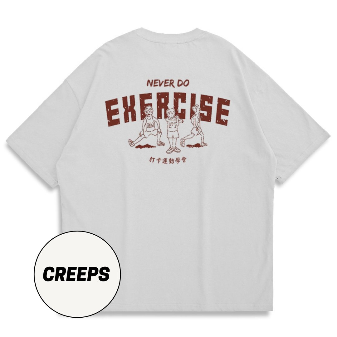 【CREEPS】Never Do Exercise Club 宽松重磅印花T恤 210g - 男装上衣/T 恤 - 棉 多色