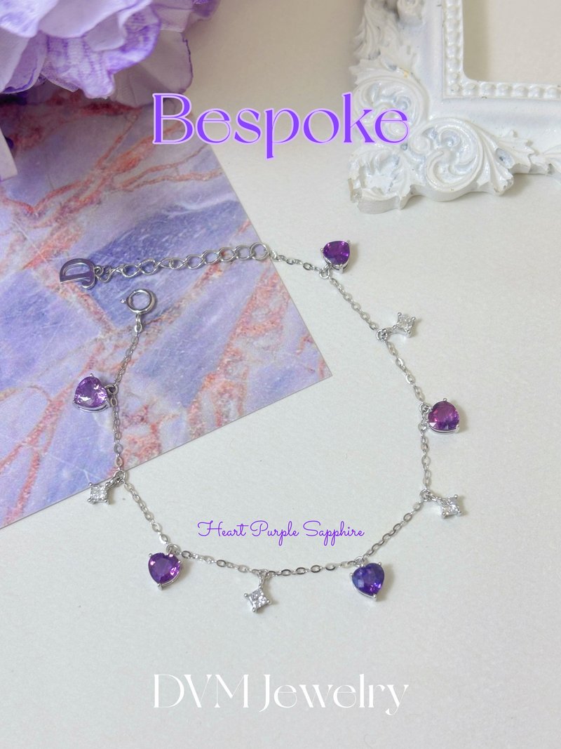 18k白金紫色蓝宝石手链需订制 - 手链/手环 - 宝石 紫色