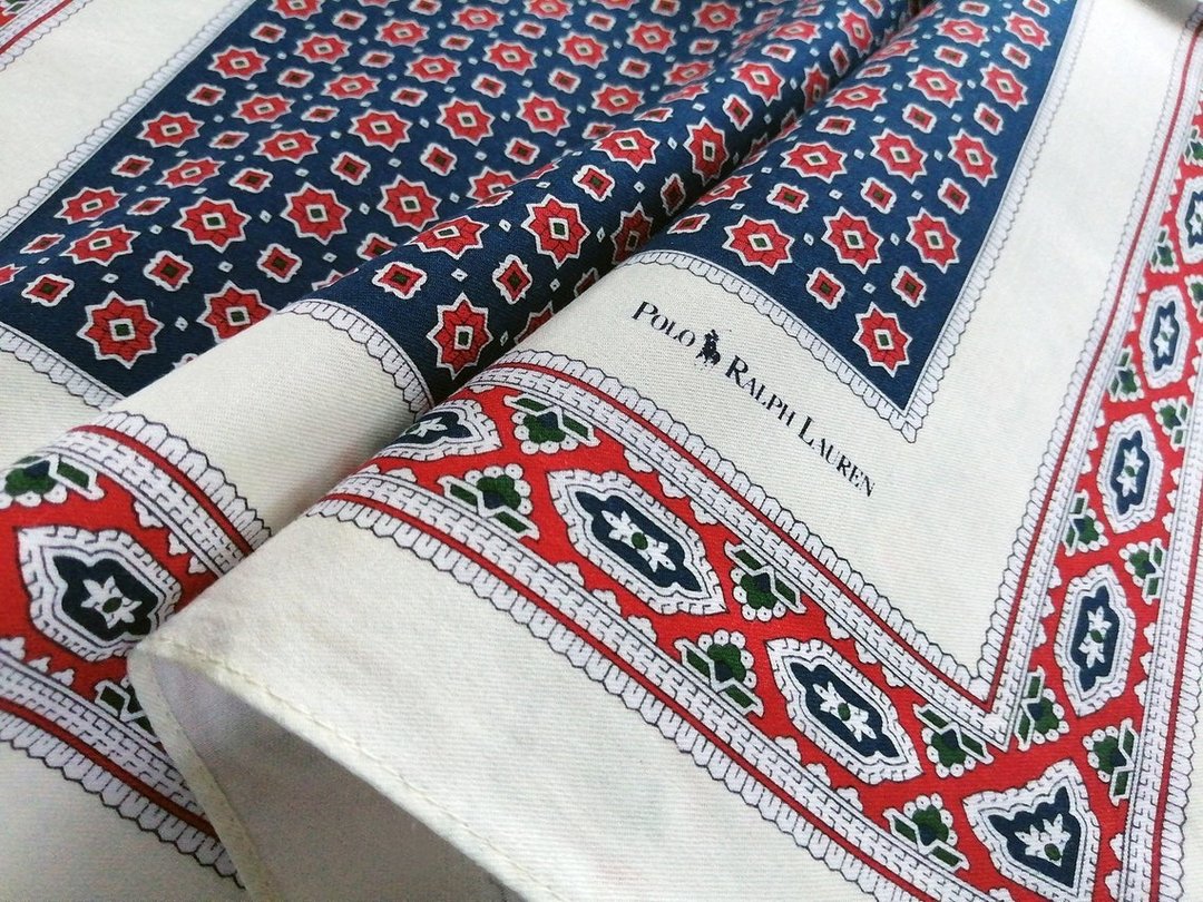 Polo Ralph Lauren 复古手帕图案蓝红 21 x 20.5 英寸 - 手帕/方巾 - 棉 红色