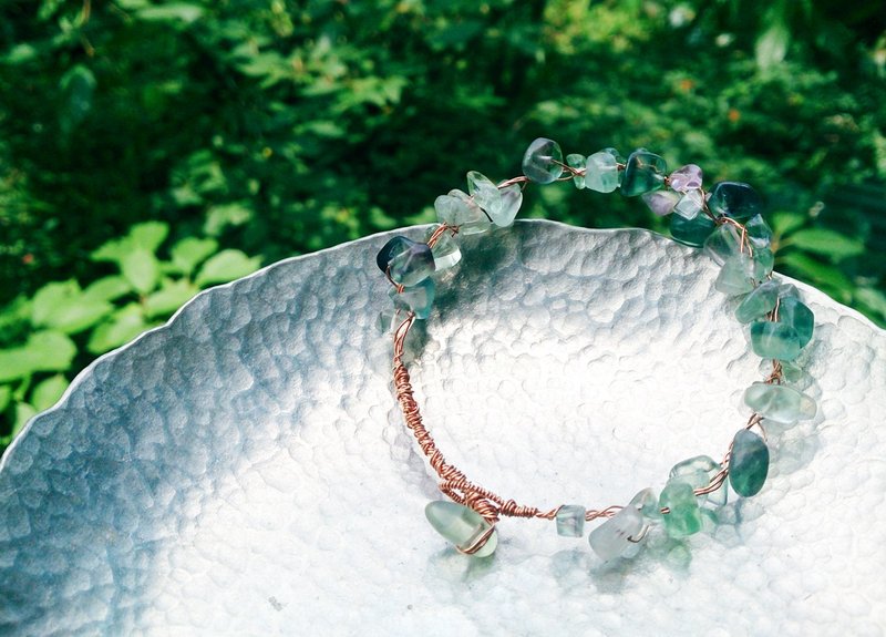 一泉森林 - 绿莹石／紫莹石　［手环／礼物］ - 手链/手环 - 宝石 