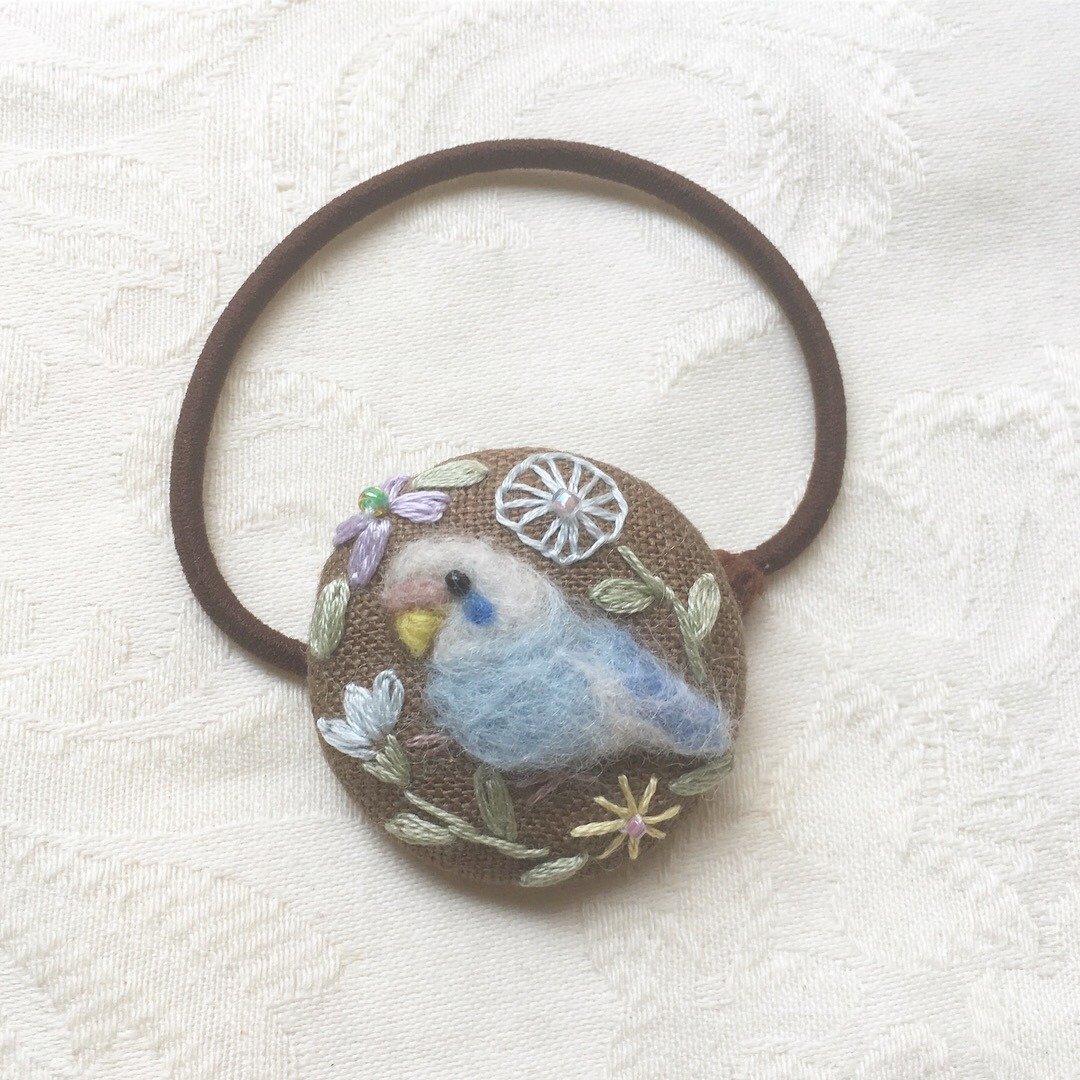 hair elastic of budgerigar - 发饰 - 棉．麻 咖啡色