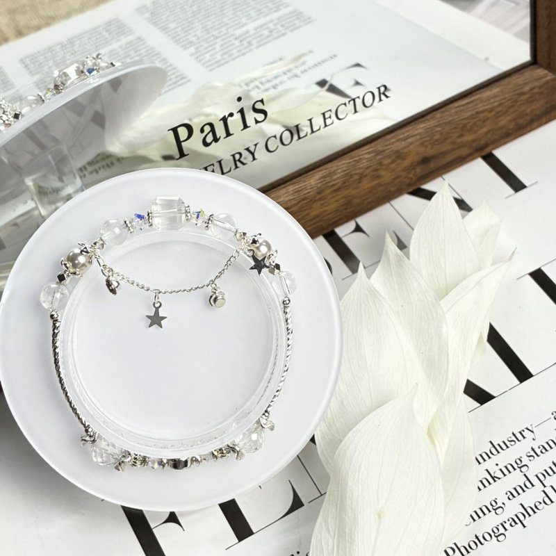 原创设计 月光童话 天然水晶手链 白水晶 施华洛世奇 珍珠 - 手链/手环 - 水晶 白色