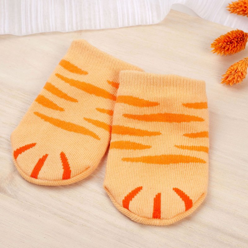 爱吃橘猫-独家零线头 婴儿袜子(亲肤柔软内里)猫咪宝宝棉袜MIT - 婴儿袜子 - 棉．麻 橘色