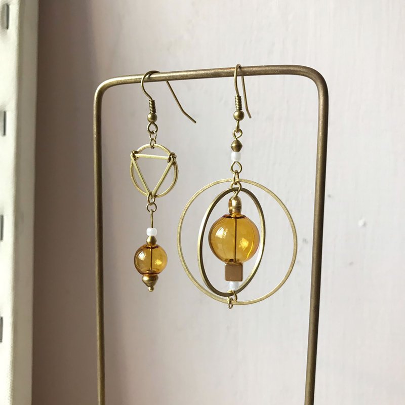 异国泡泡_黄铜耳环_橙色(可改夹) - 耳环/耳夹 - 玻璃 橘色