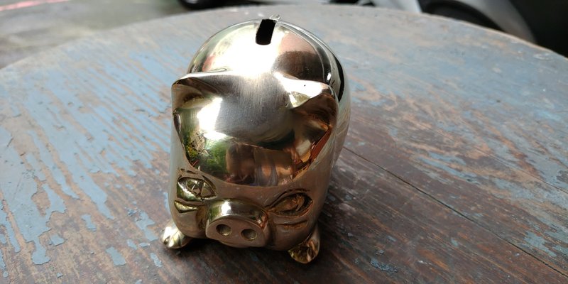 早期收藏工业风_老铜猪扑满_存钱筒福气招财金猪纸镇摆饰(小)G - 储蓄罐 - 其他金属 