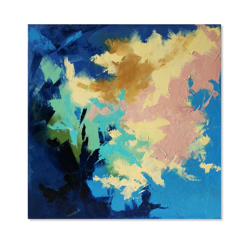 Blue Abstract Painting Modern Wall art Blue Wall decor  原畫 - 墙贴/壁贴 - 其他材质 
