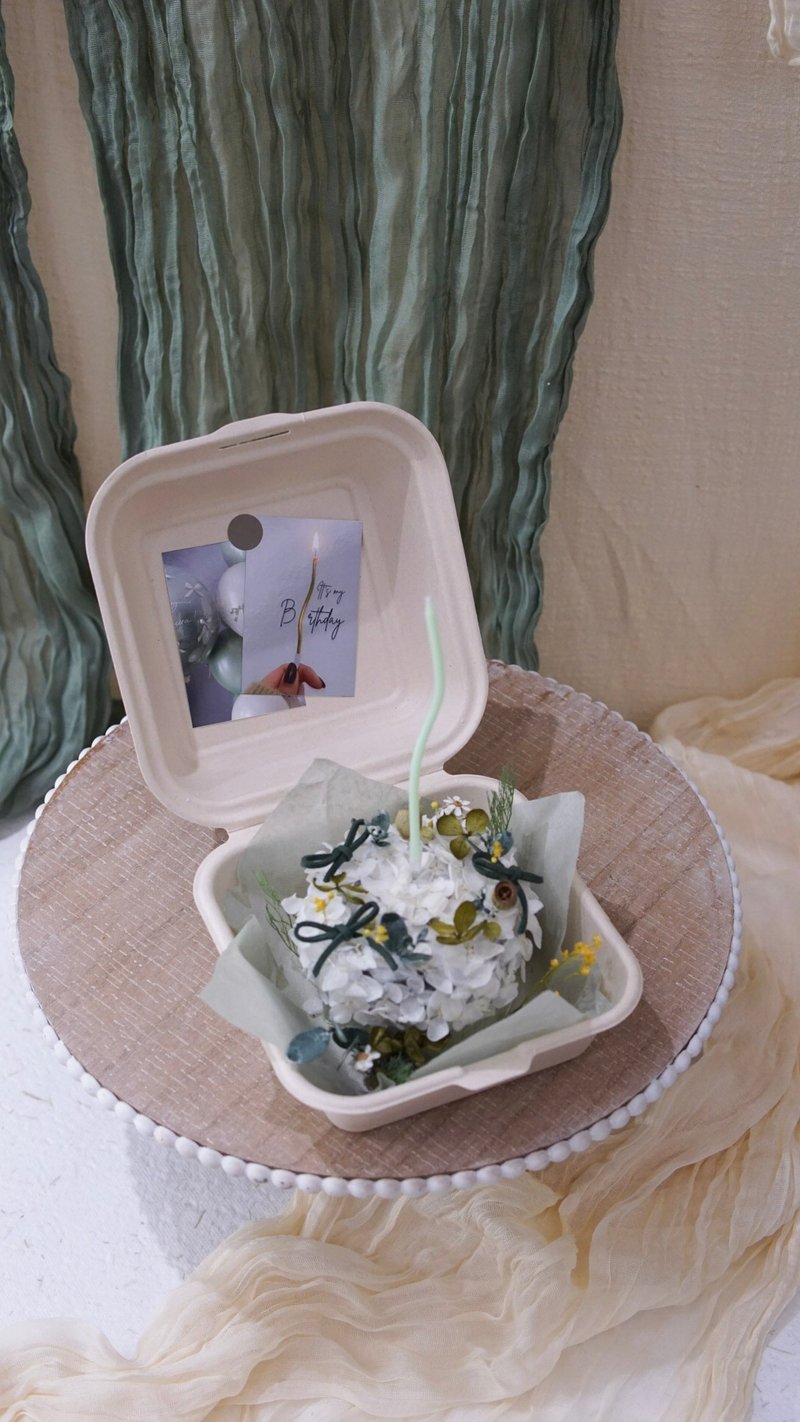 永生花生日蛋糕 - 抹茶牛奶 - 干燥花/捧花 - 植物．花 多色