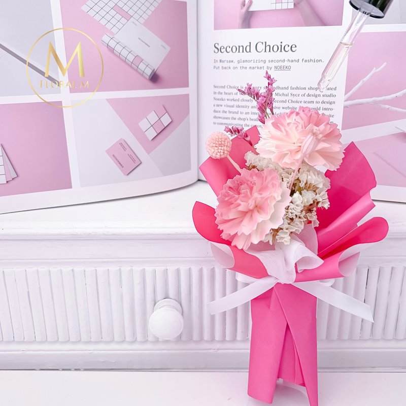 草莓卡士达扩香小花束(赠送5ml香氛油) - 干燥花/捧花 - 植物．花 粉红色