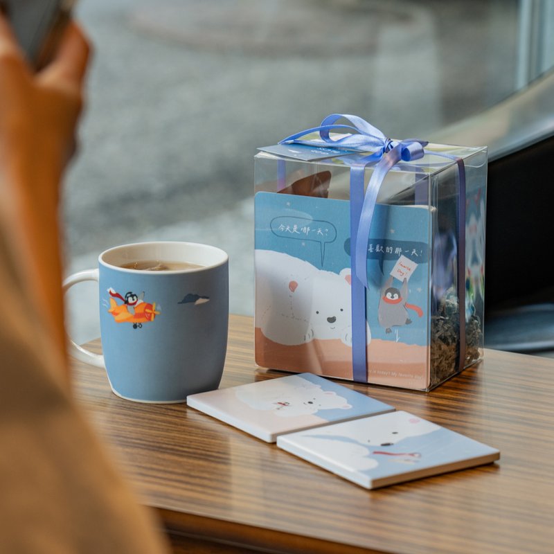 新年礼物 怀特熊马克杯礼盒组 - 咖啡杯/马克杯 - 陶 蓝色