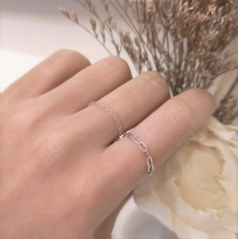 │简约│空气感 • 十字链戒 • 纯银戒指 - 戒指 - 纯银 