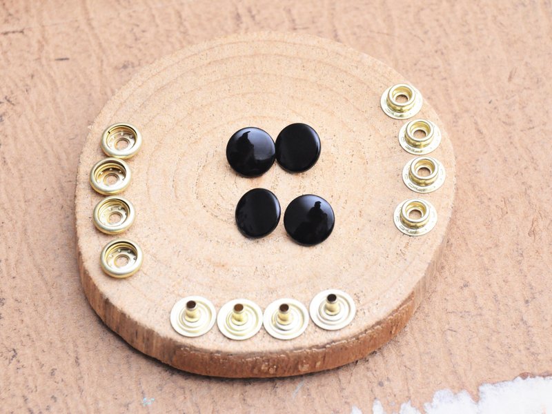 小跳豆系列-12.5mm扣面四合扣 黑色 NERO(4入组) DIY 皮革配件 - 皮件 - 真皮 黑色