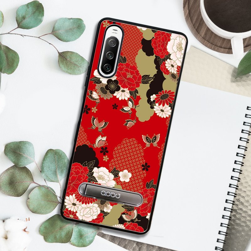 Sony Xperia 10 IV 减震立架手机壳-浮世绘牡丹与蝶 - 手机壳/手机套 - 其他材质 多色