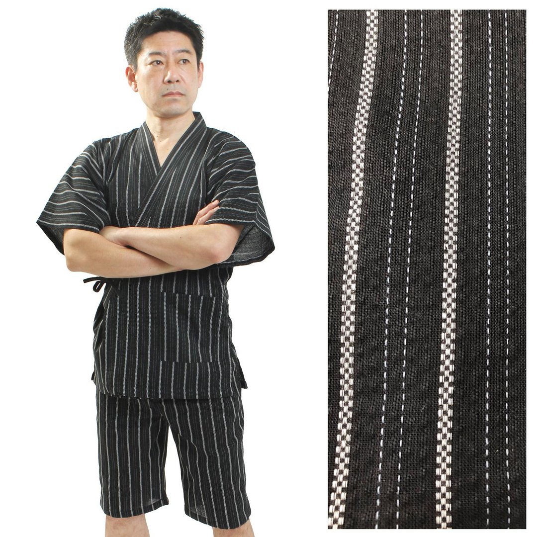 日本 和服 男士 甚平 休闲服 睡衣 成套组 M L LL as03 - 居家服/睡衣 - 棉 黑色