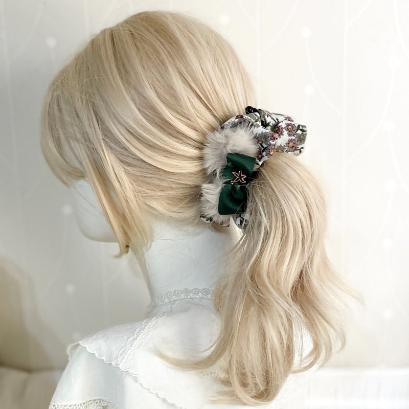 圣诞绒蝴蝶结发夹 大肠圈 发圈 抓夹发梳 香蕉夹鲨鱼夹边夹马尾夹 - 发饰 - 其他材质 绿色