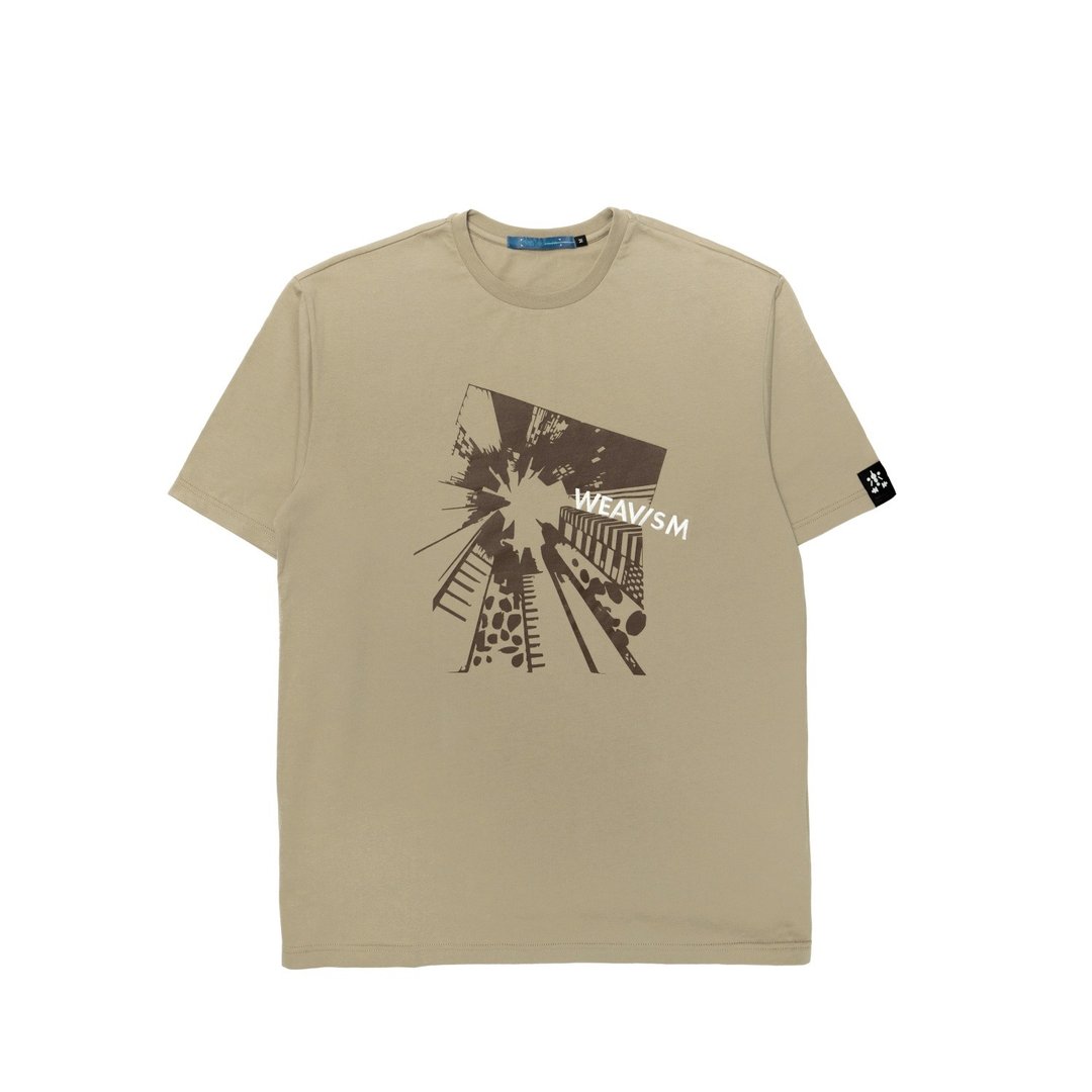 虫视角刺绣印花宽松Tee- 沙褐 - 男装上衣/T 恤 - 棉 