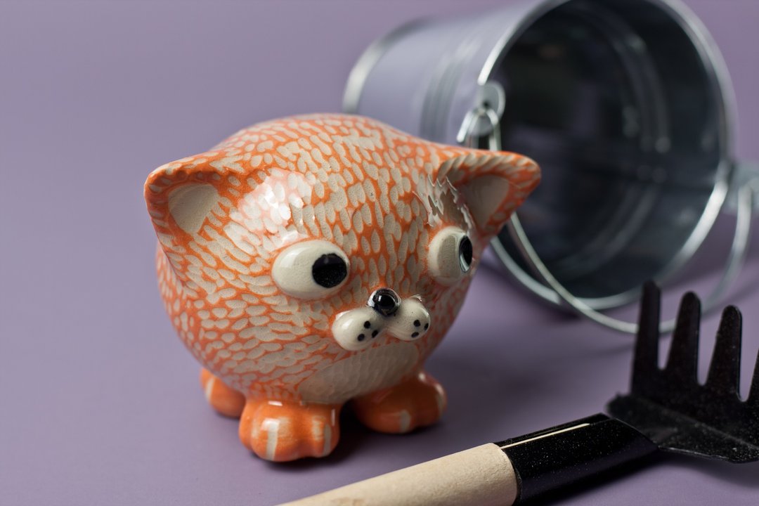 Dao Fat Orange Cat Leh - 花瓶/陶器 - 陶 