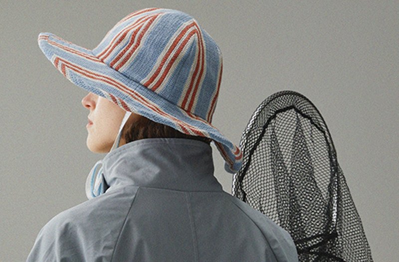 【木耳】撞色条纹/棉麻宽檐/系带木耳边渔夫帽 - 帽子 - 其他材质 多色