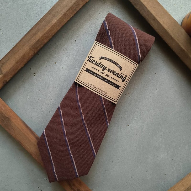 领带棕砖条纹 - 领带/领带夹 - 其他材质 咖啡色
