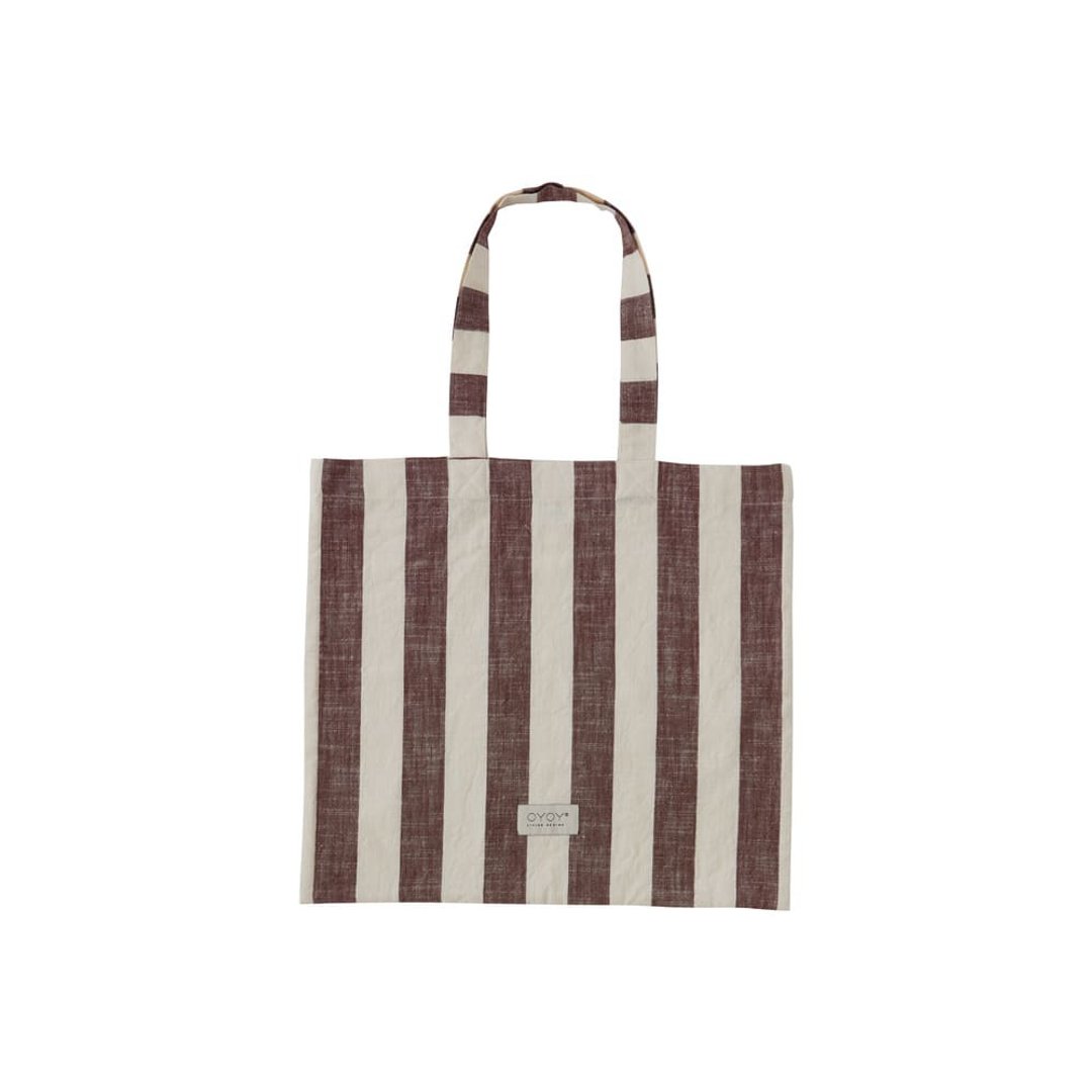 OYOY Tote 托特纯棉手提袋 / 条纹棕 - 手提包/手提袋 - 棉 