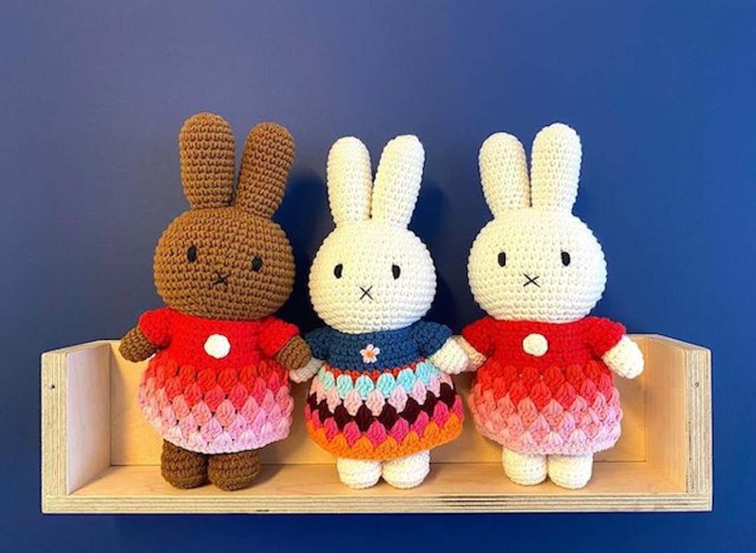 荷兰进口Miffy【彩虹系列】Just Dutch授权正版手工钩针米非兔 - 玩偶/公仔 - 棉 红色