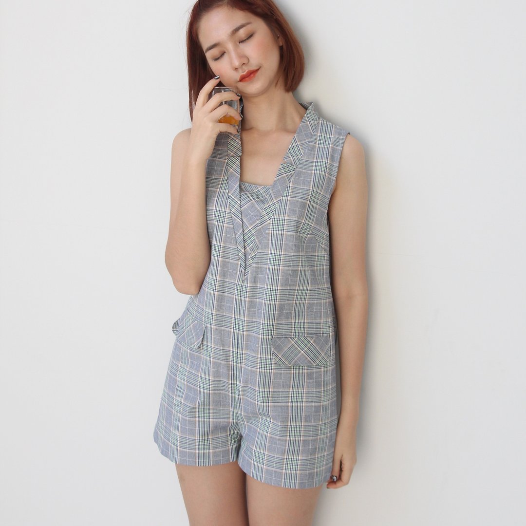 Peter Pan Blazer Playsuit - 背带裤/连体裤 - 棉 绿色