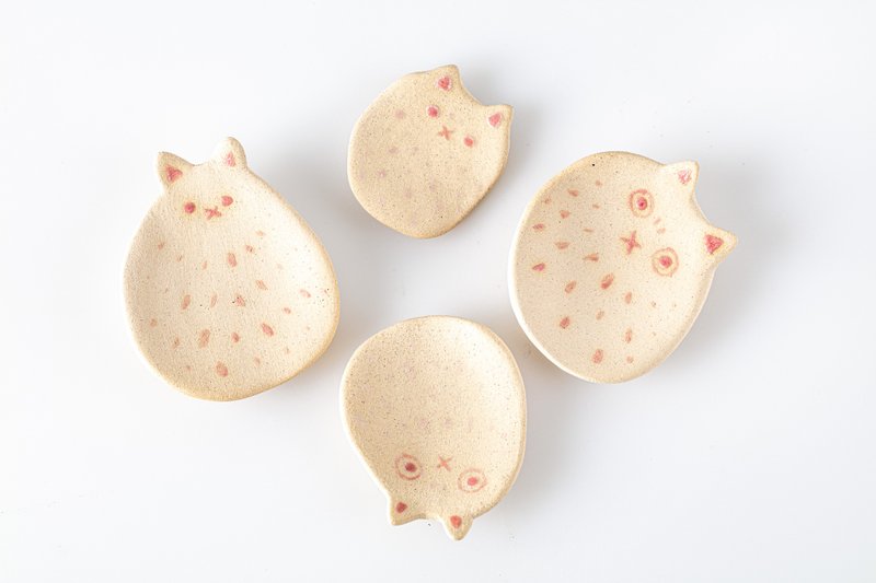 猫盘系列—扁扁猫盘 - 摆饰 - 陶 白色